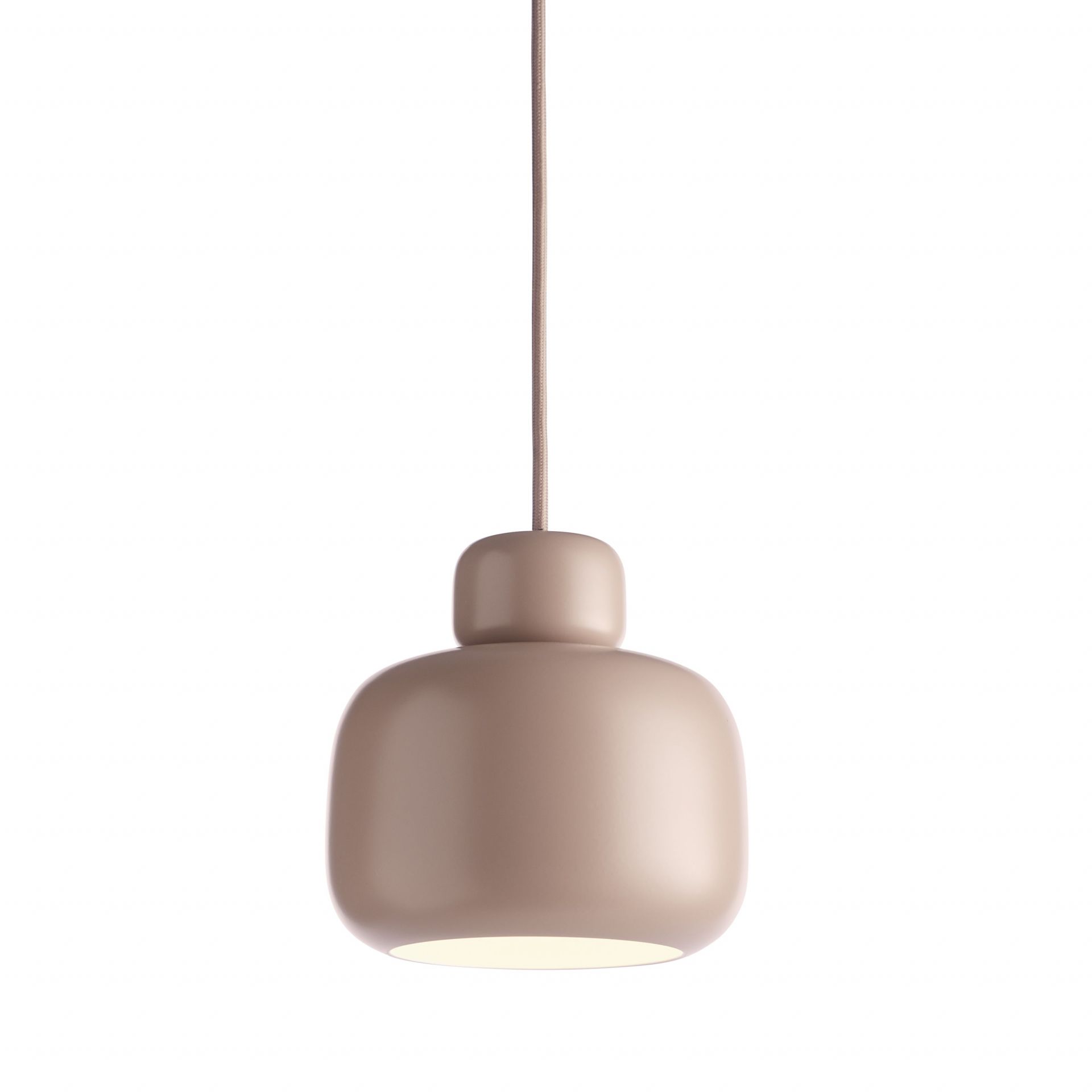 Beige Stone Pendant Pendelleuchte von Woud, moderne Hängelampe für Wohnzimmer und Esszimmer.